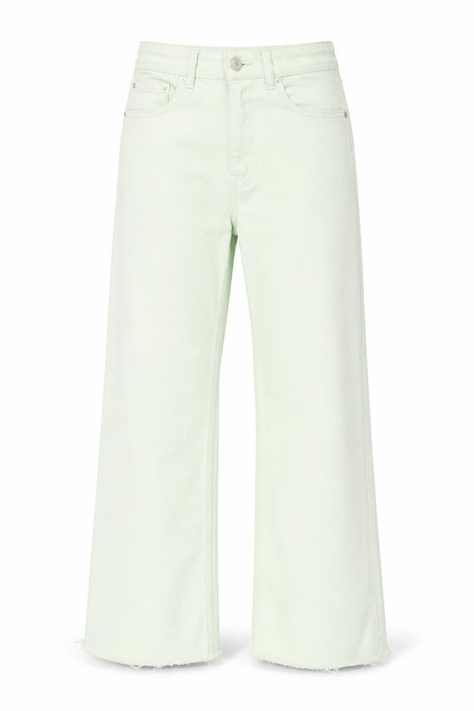 Stradivarius Womens Green Cotton Straight Jeans Size 6 Regular Zip - Distressed Hems