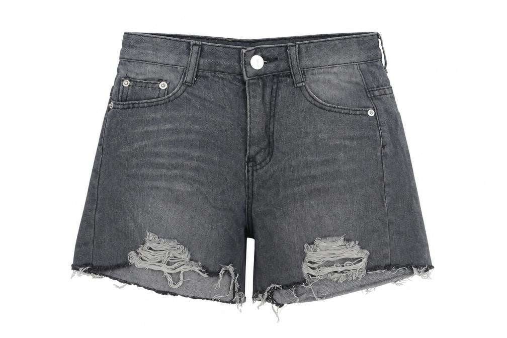 Miss Pineapple Womens Grey Cotton Cut-Off Shorts Size 26 in Regular Zip