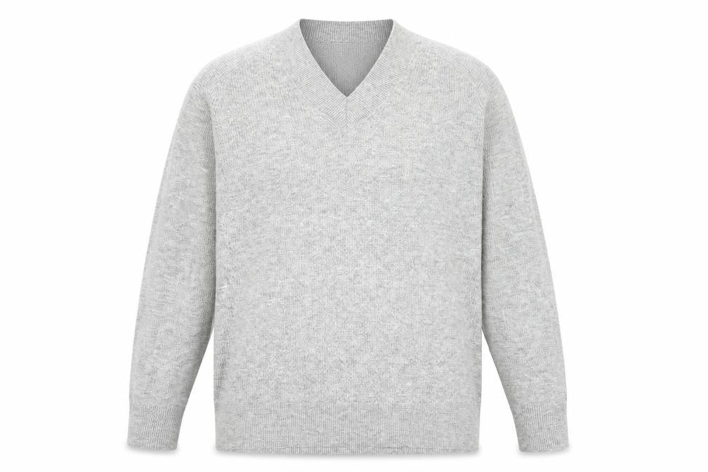 Marks and Spencer Mens Grey V-Neck Viscose Pullover Jumper Size L Long Sleeve