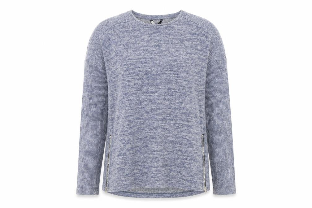 Front view of George women’s blue round neck cotton jumper, size S