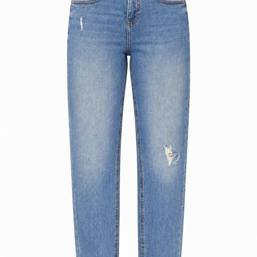 Denim & Co. Womens Blue Cotton Straight Jeans Size 8 L27 in Regular Button
