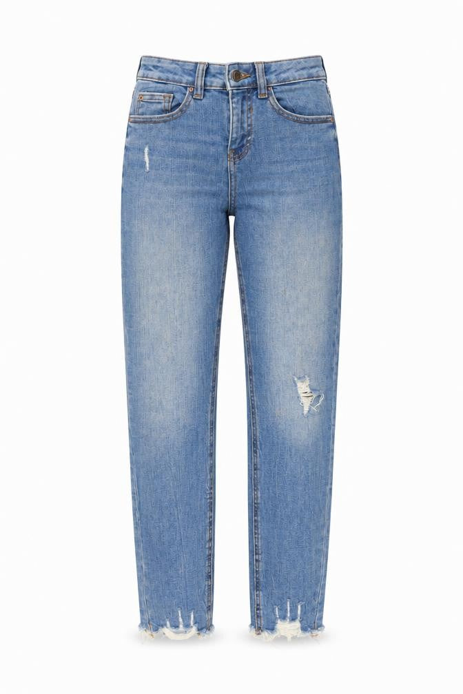 Denim & Co. Womens Blue Cotton Straight Jeans Size 8 L27 in Regular Button