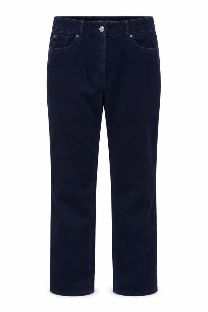 Marks and Spencer Womens Blue Cotton Trousers Size 12 L27 in Regular Button
