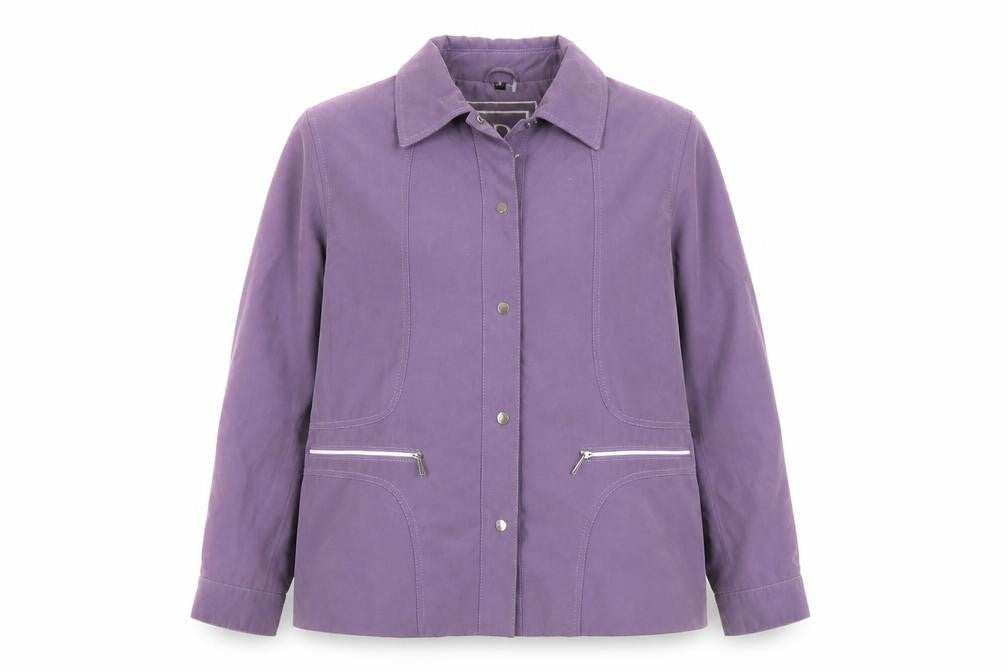 Front view of Blamoral women’s purple jacket, size UK 16, zip