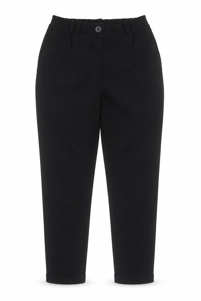 Front view of Terranova women’s black polyester trousers, size S, regular zip