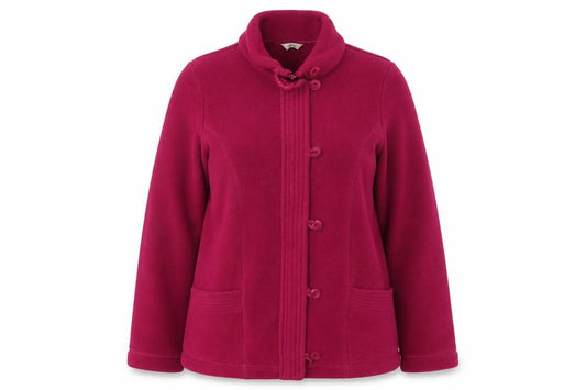 Front view of Marks & Spencer women’s purple jacket, size UK 14, zip