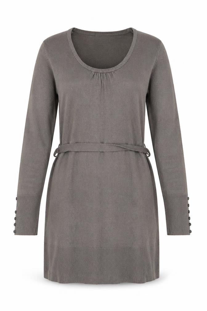 Papaya Womens Grey Acrylic Jumper Dress Size 12 Scoop Neck Pullover