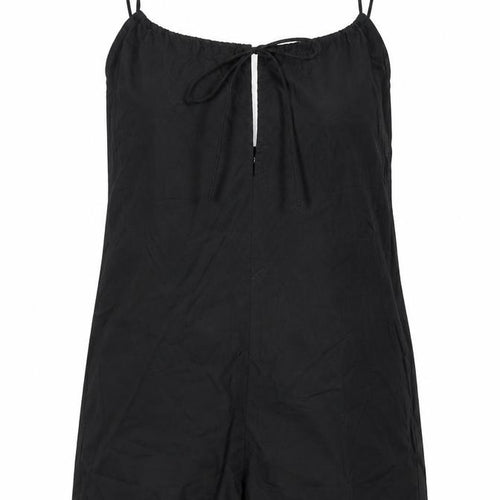 Zara Womens Black 100% Cotton Playsuit One-Piece Size M Tie