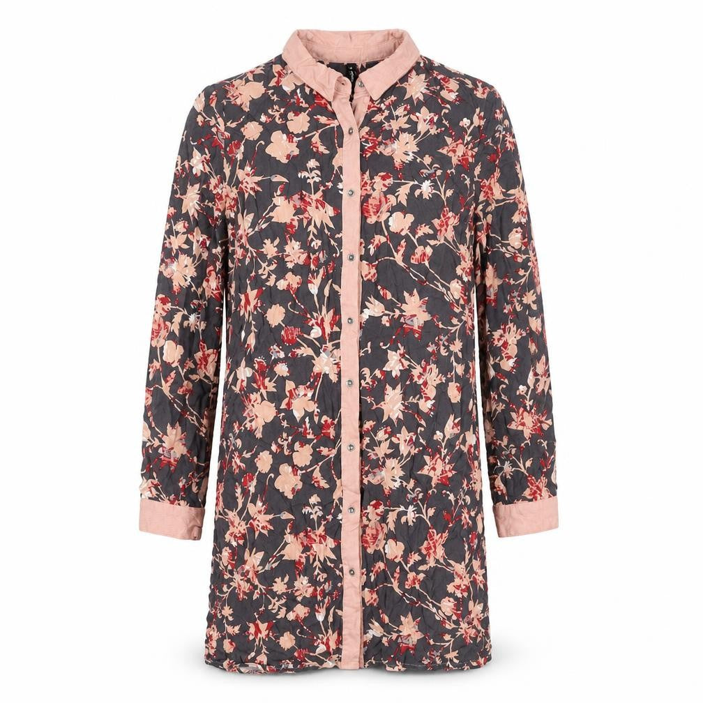 Smash Womens Grey Floral Viscose Shirt Dress Size M Collared Button