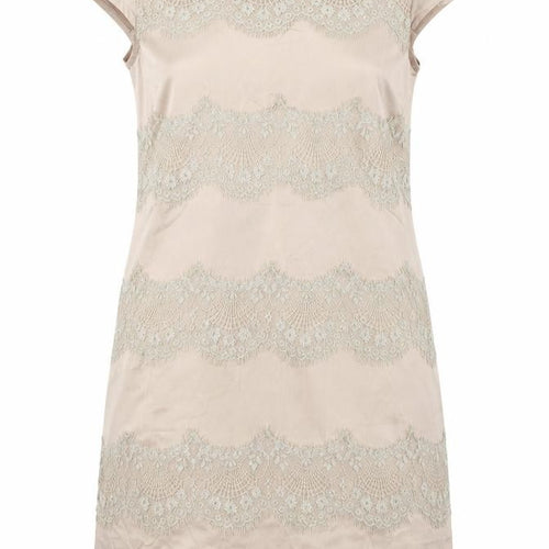 AX Paris Womens Gold Polyester Shift Size 10 Boat Neck Zip - Lace Detail