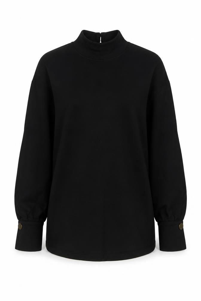 Front view of River Island women’s black cotton mini, size M, high neck button