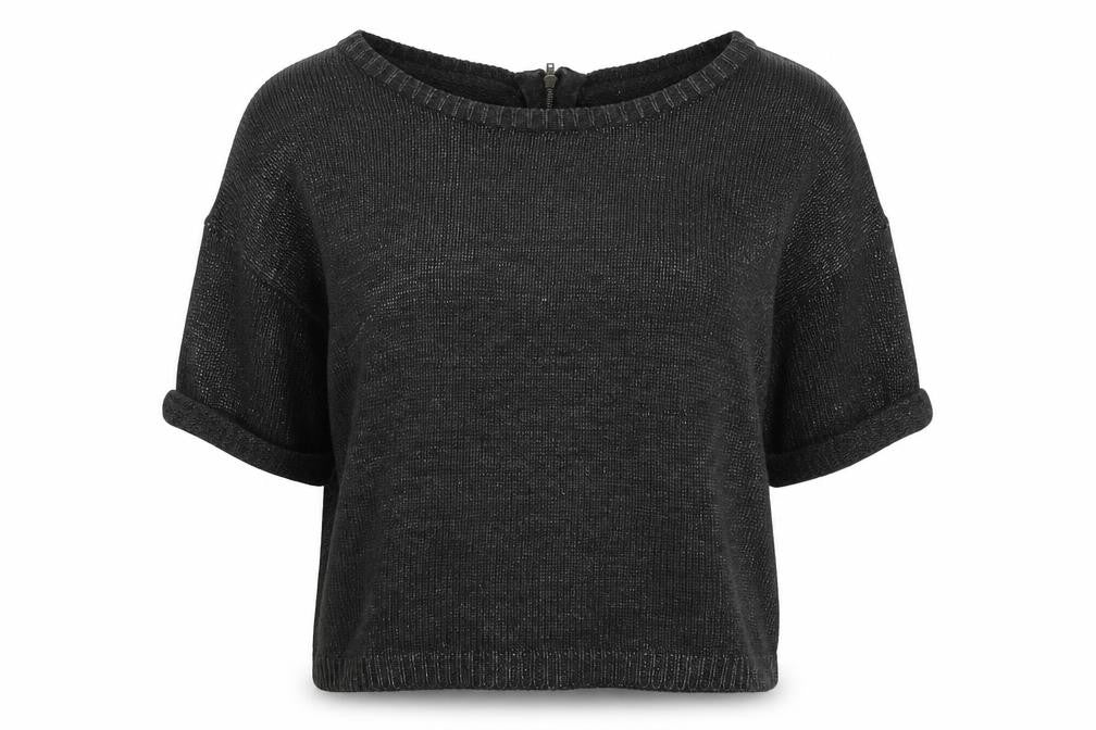 Front view of New Look women’s grey boat neck acrylic jumper, size UK 14