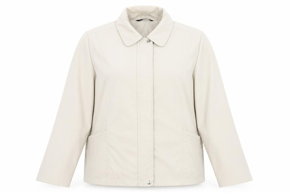 Front view of Bonmarché women’s beige jacket, size XL, zip