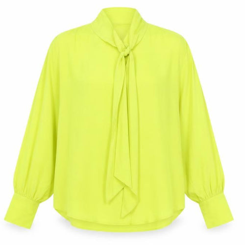 Zara Womens Yellow Viscose Basic Blouse Size XS Round Neck - Pussy Bow Neck