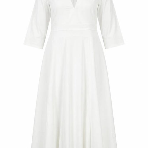 Fashion Mia Womens White Polyester Maxi Size 2XL V-Neck Zip