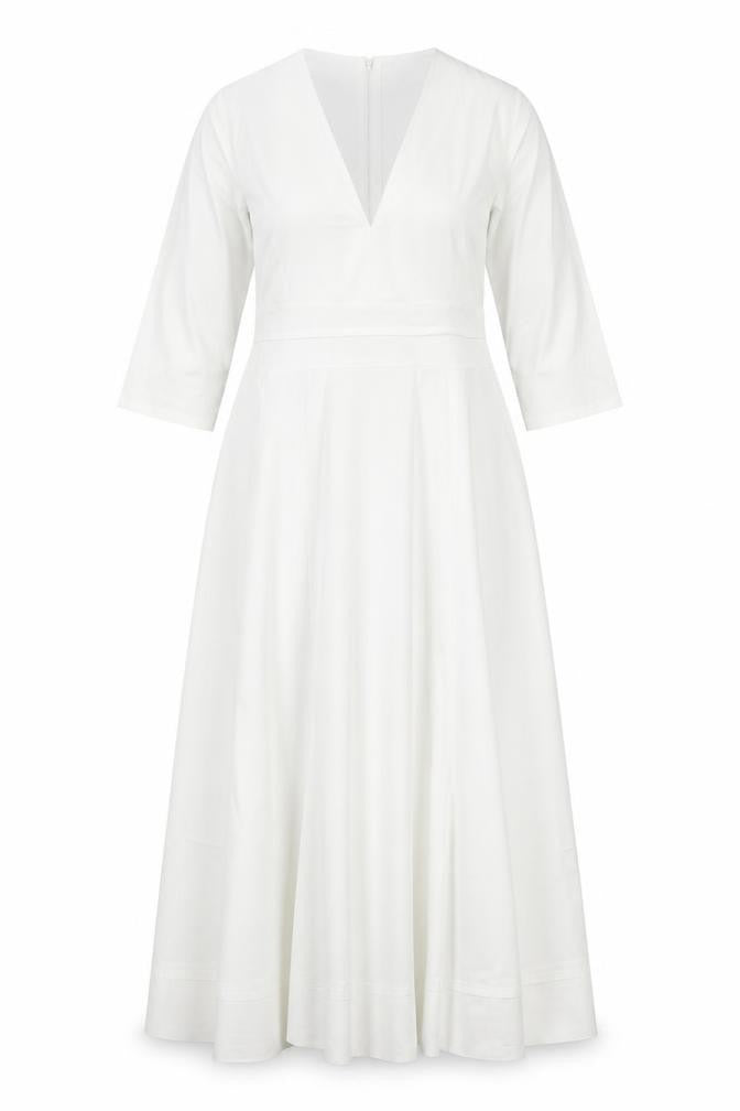 Fashion Mia Womens White Polyester Maxi Size 2XL V-Neck Zip