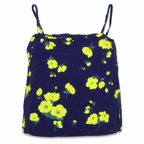 Warehouse Womens Blue Floral Viscose Camisole Tank Size 18 Square Neck