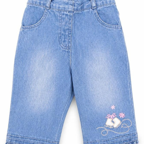 George Girls Blue Cotton Capri Jeans Size 6-9 Months L50 cm Pullover