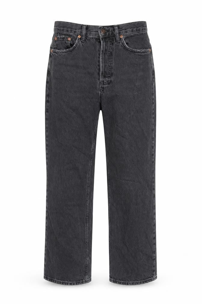 Topshop Womens Black Cotton Straight Jeans Size 10 L30 in Regular Button