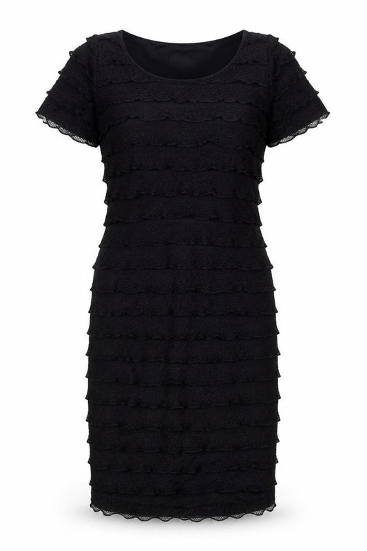 Front view of Glitz women’s black polyester sheath, size UK 12, round neck pullover