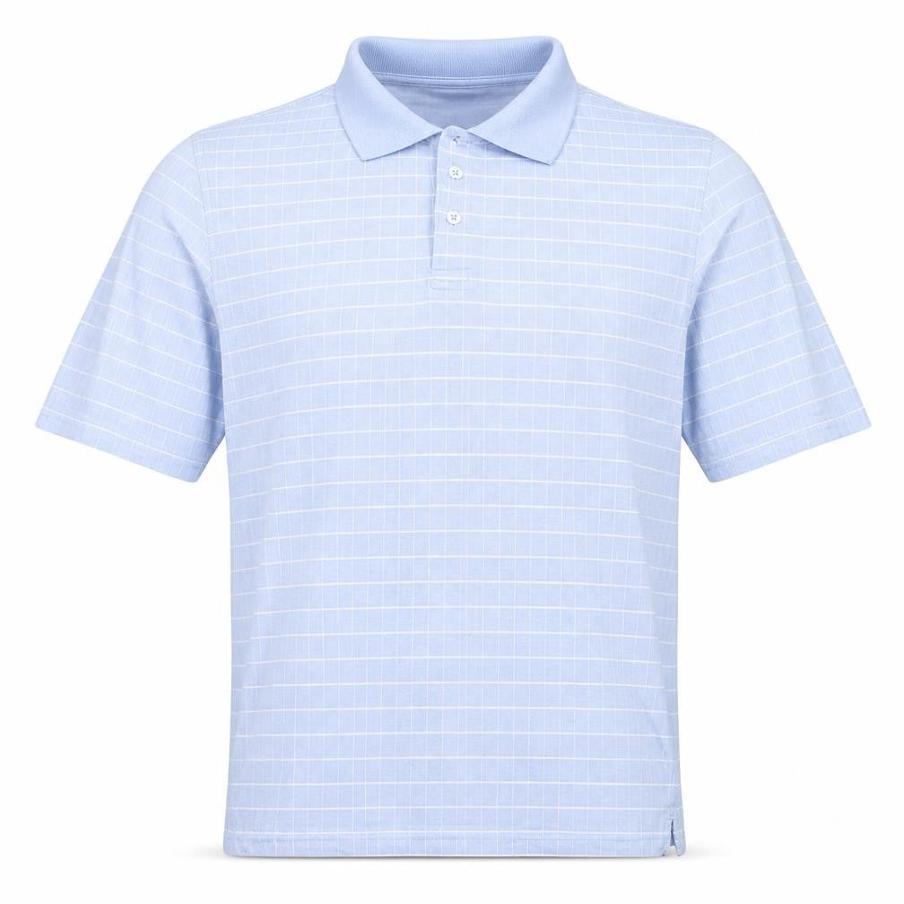 Colin Montgomere Mens Blue Check Cotton Polo Size M Collared Button