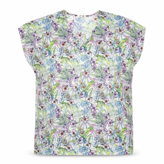Front view of Papaya women’s multicoloured geometric polyester basic blouse, size S, v-neck