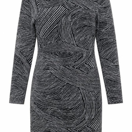 Apricot Womens Black Geometric Nylon Bodycon Size 12 Mock Neck Hook & Eye