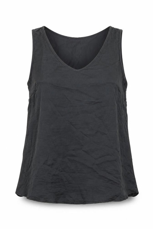 Front view of Atmosphere women’s grey polyester basic tank, size UK 10, v-neck