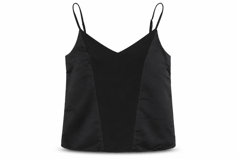 Topshop Womens Black Polyester Camisole Tank Size 10 V-Neck - Cropped