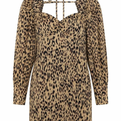 Missguided Womens Brown Animal Print Polyester Mini Size 10 Sweetheart Zip - Leopard Print