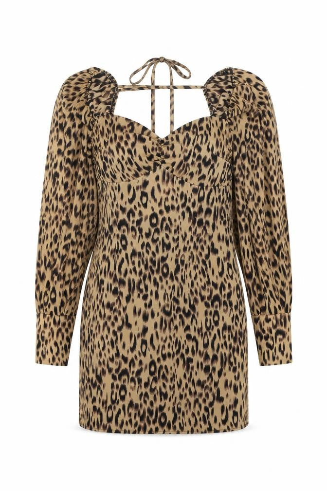 Missguided Womens Brown Animal Print Polyester Mini Size 10 Sweetheart Zip - Leopard Print