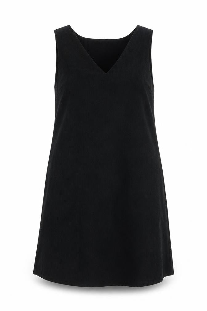 Front view of SHEIN women’s black polyester shift, size L, v-neck pullover