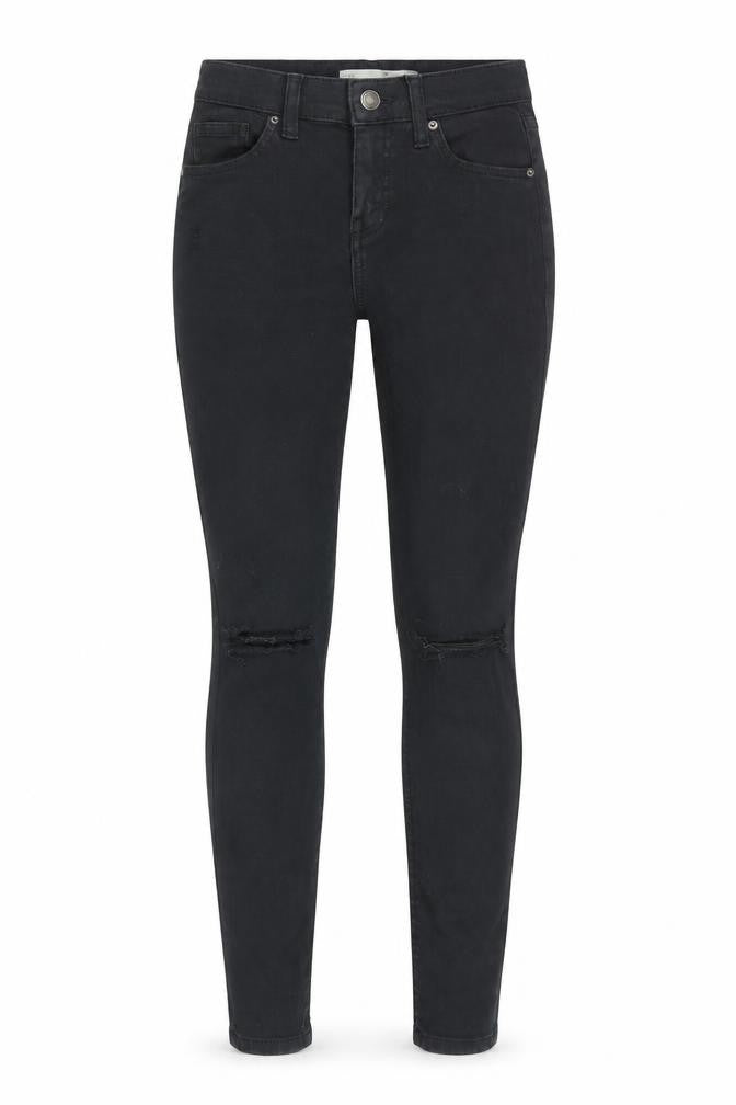 Topshop Womens Black Cotton Skinny Jeans Size 25 in Slim Zip