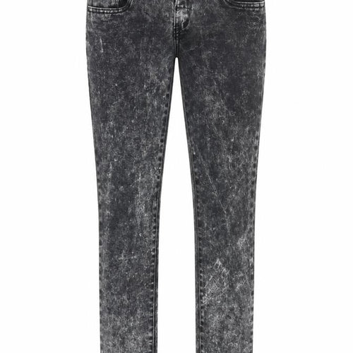 mh3 Womens Black Cotton Skinny Jeans Size M Slim Zip - Acid Wash