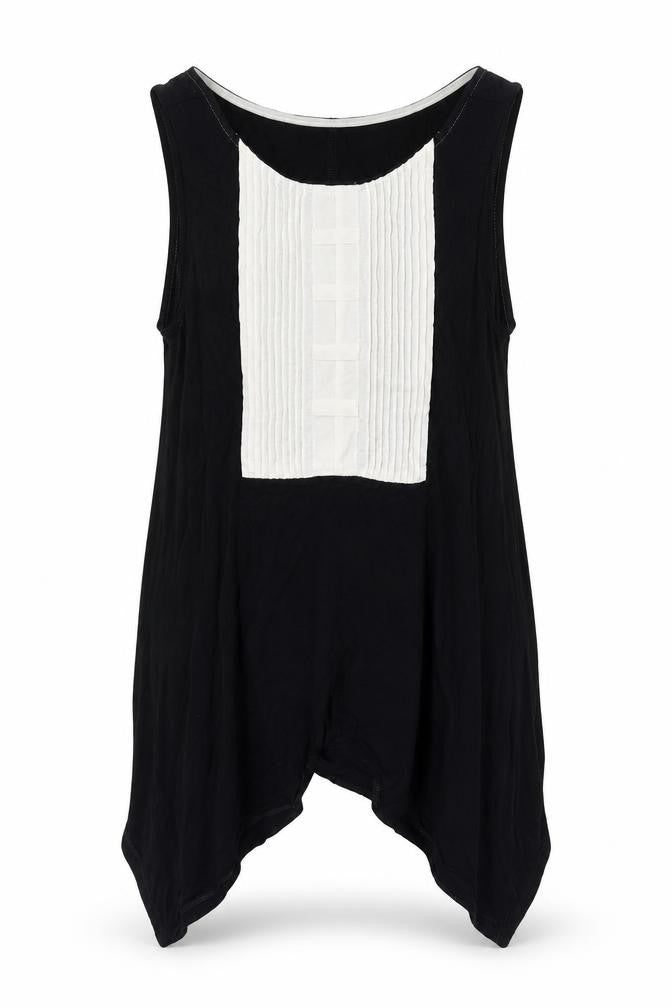Gap Womens Black Colourblock Viscose Tunic Tank Size S Boat Neck