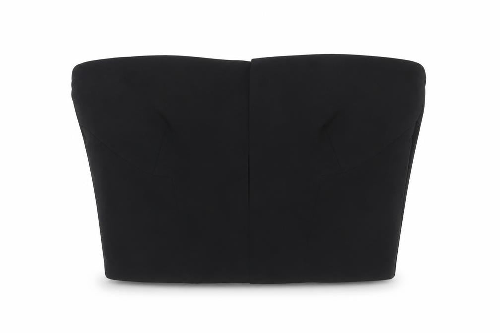 Front view of Topshop women’s black polyester cropped blouse, size UK 10, off the shoulder