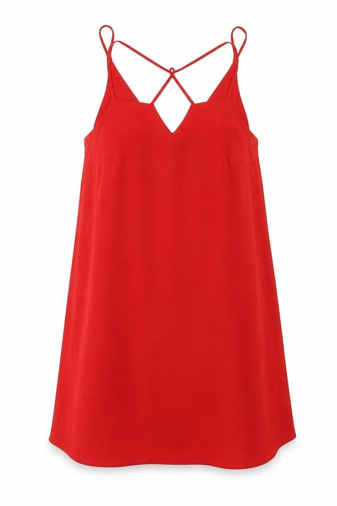 Front view of River Island women’s red polyester trapeze & swing, size UK 10, v-neck pullover