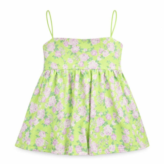 Front view of ASOS women’s green floral polyester camisole tank, size UK 8, square neck
