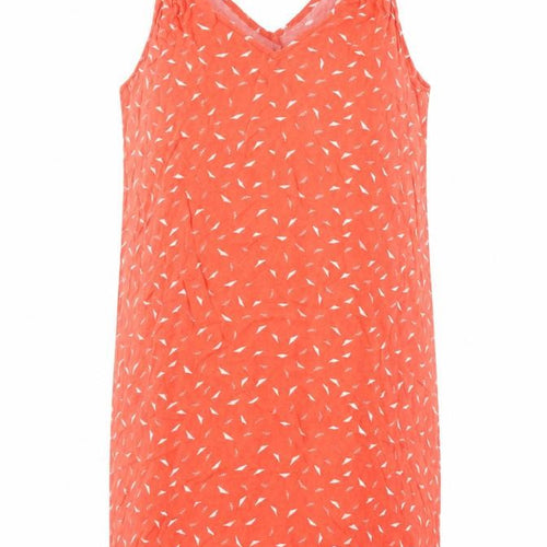 Gap Womens Orange Geometric Viscose Tank Dress Size M V-Neck Pullover