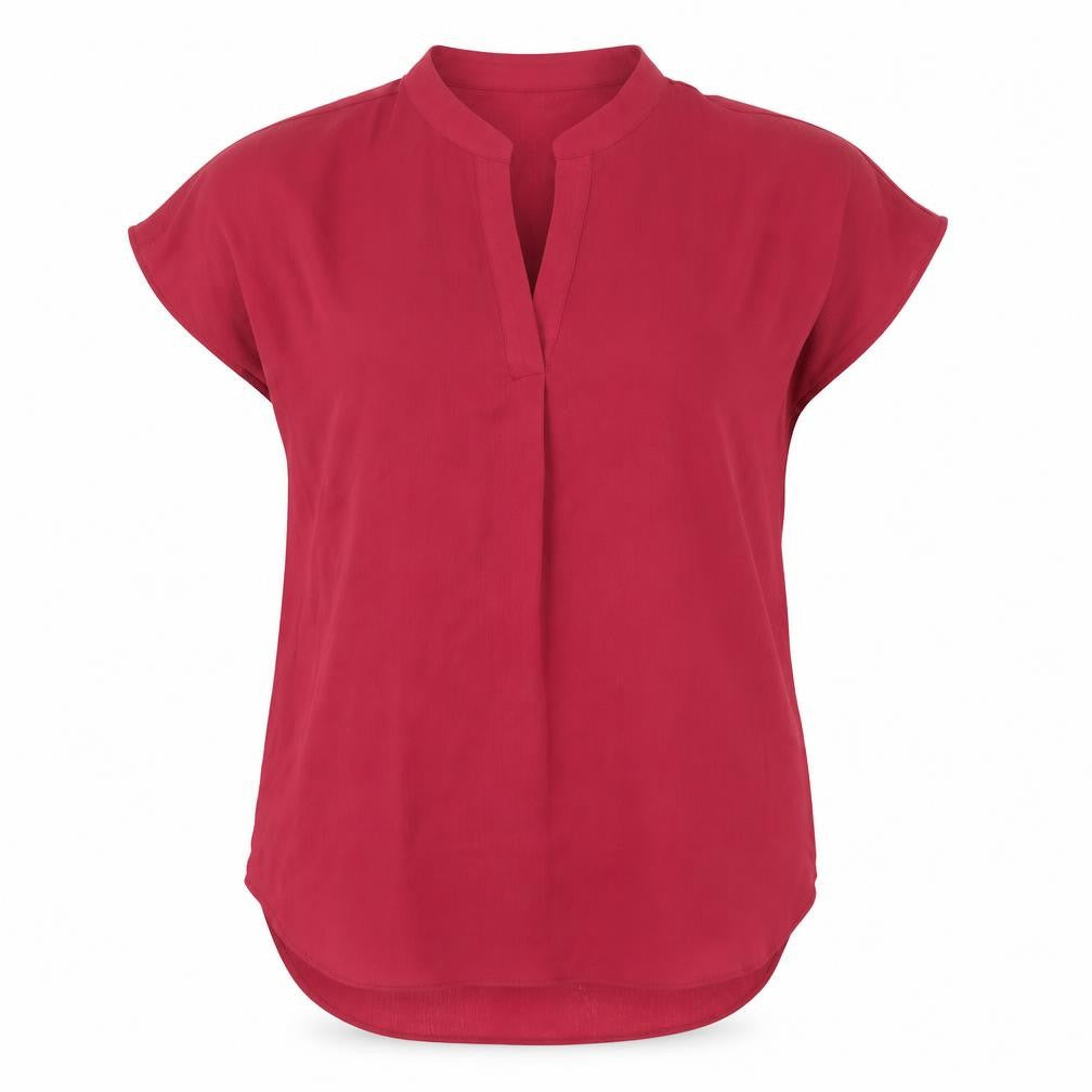 Active USA Womens Red Polyester Basic Blouse Size S V-Neck