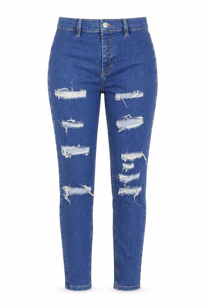 Topshop Womens Blue Cotton Skinny Jeans Size 28 Extra-Slim Button