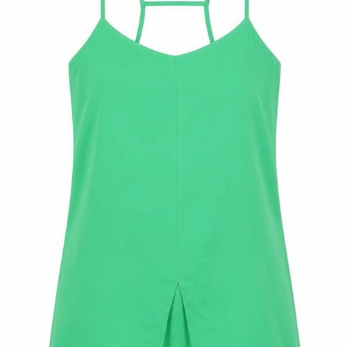 Topshop Womens Green Polyester Camisole Tank Size 10 V-Neck