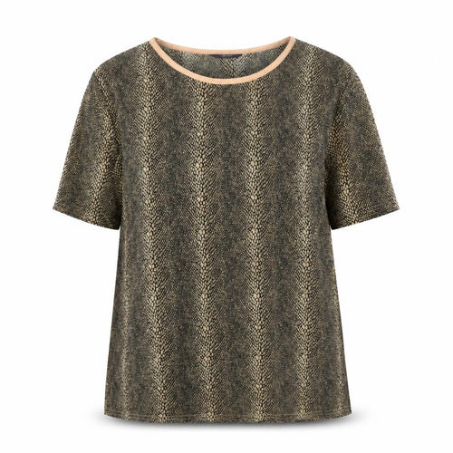 Debenhams Womens Gold Animal Print Polyester Basic T-Shirt Size 16 Round Neck - Snake Print
