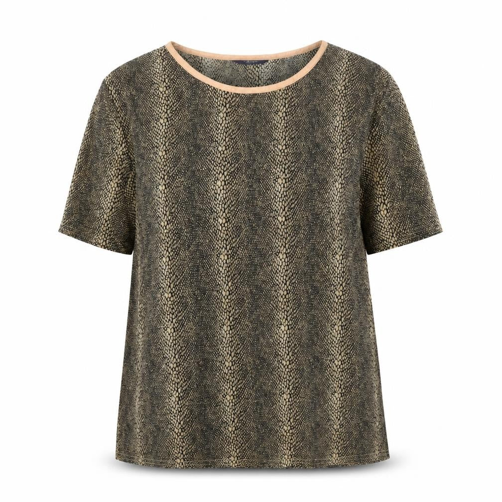 Debenhams Womens Gold Animal Print Polyester Basic T-Shirt Size 16 Round Neck - Snake Print