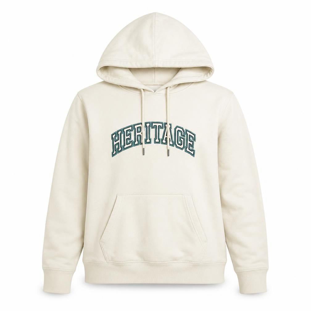 Front view of Marks & Spencer women’s beige cotton pullover hoodie, size S, pullover - heritage