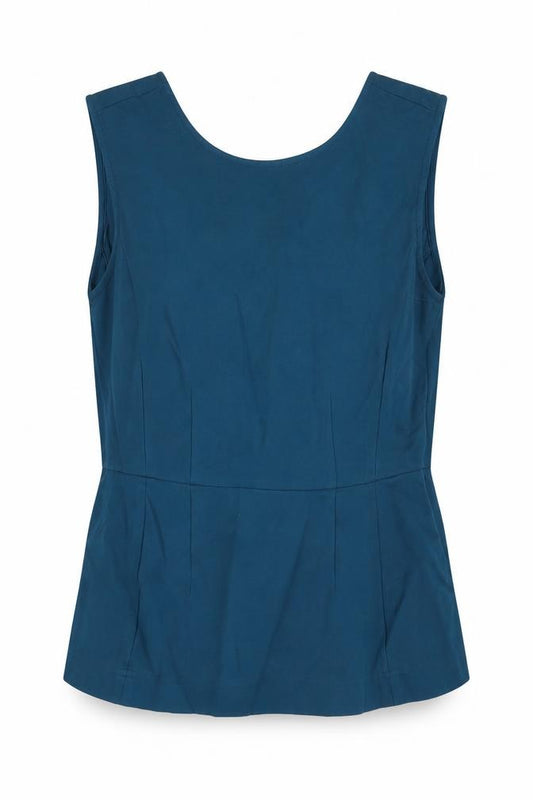 Front view of Autograph women’s green viscose basic blouse, size UK 8, boat neck