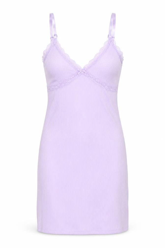 Divided by H&M Womens Purple Herringbone Polyester Slip Dress Size S V-Neck Pullover - Lace Trim