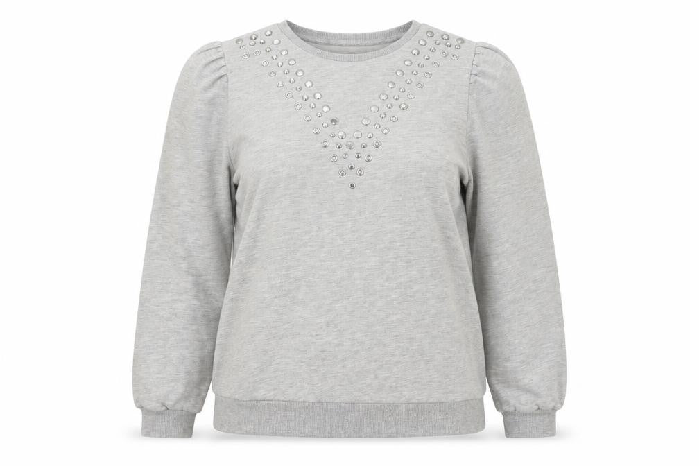 Front view of Papaya women’s grey cotton pullover sweatshirt, size UK 12, pullover