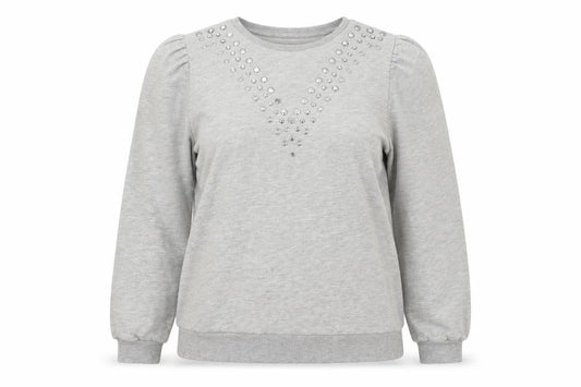 Front view of Papaya women’s grey cotton pullover sweatshirt, size UK 12, pullover