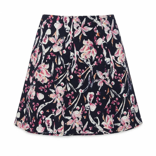 Preworn Womens Blue Floral Polyester Swing Skirt Size 34 in